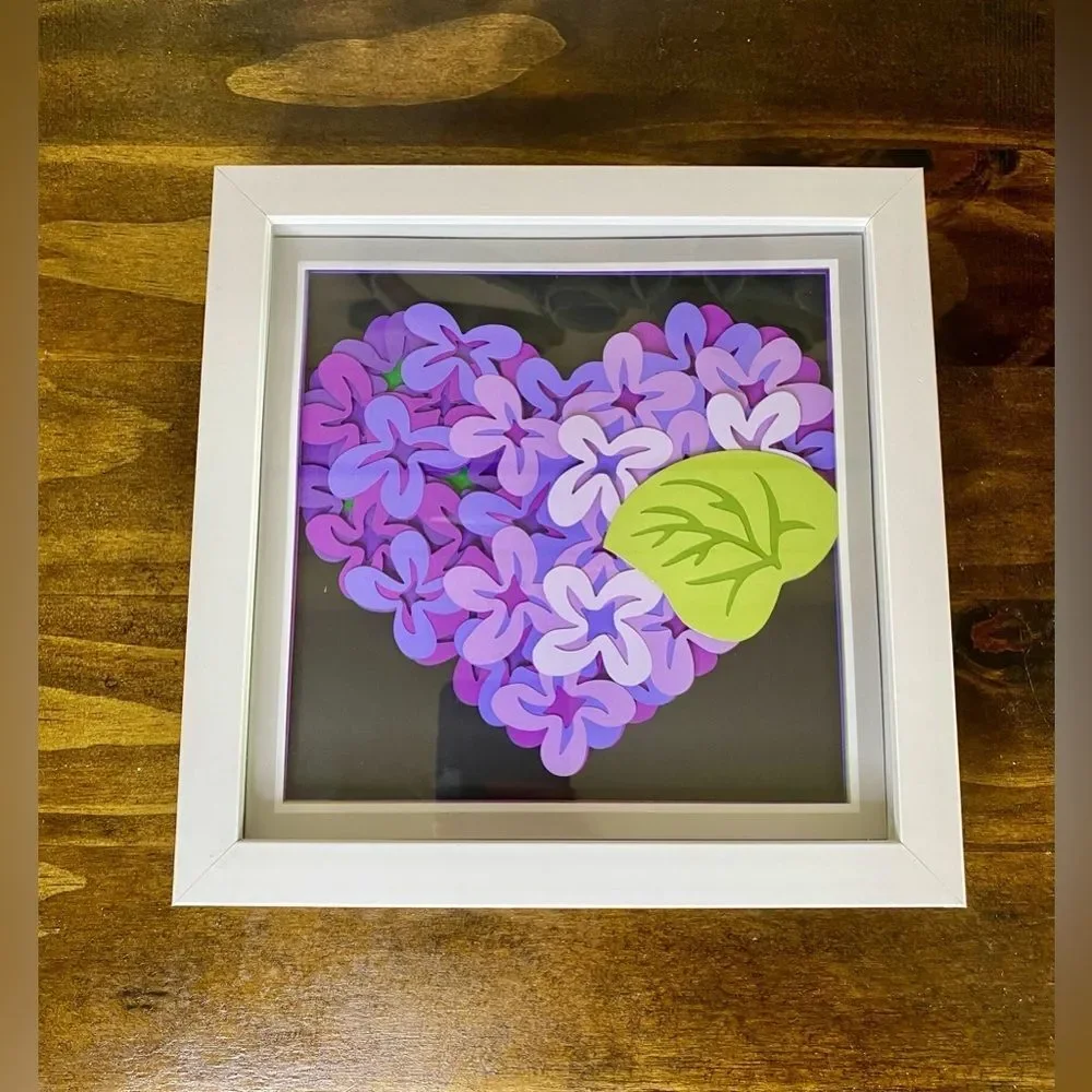 3D Purple Lilac Heart Shadowbox
